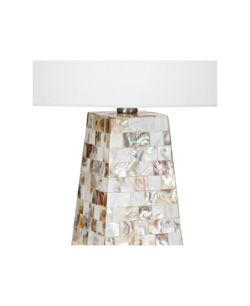Possini Euro Design Coastal Table Lamps 29" Tall Set of 2 with Nightlight Mother of Pearl Handmade Drum Shade for Bedroom
