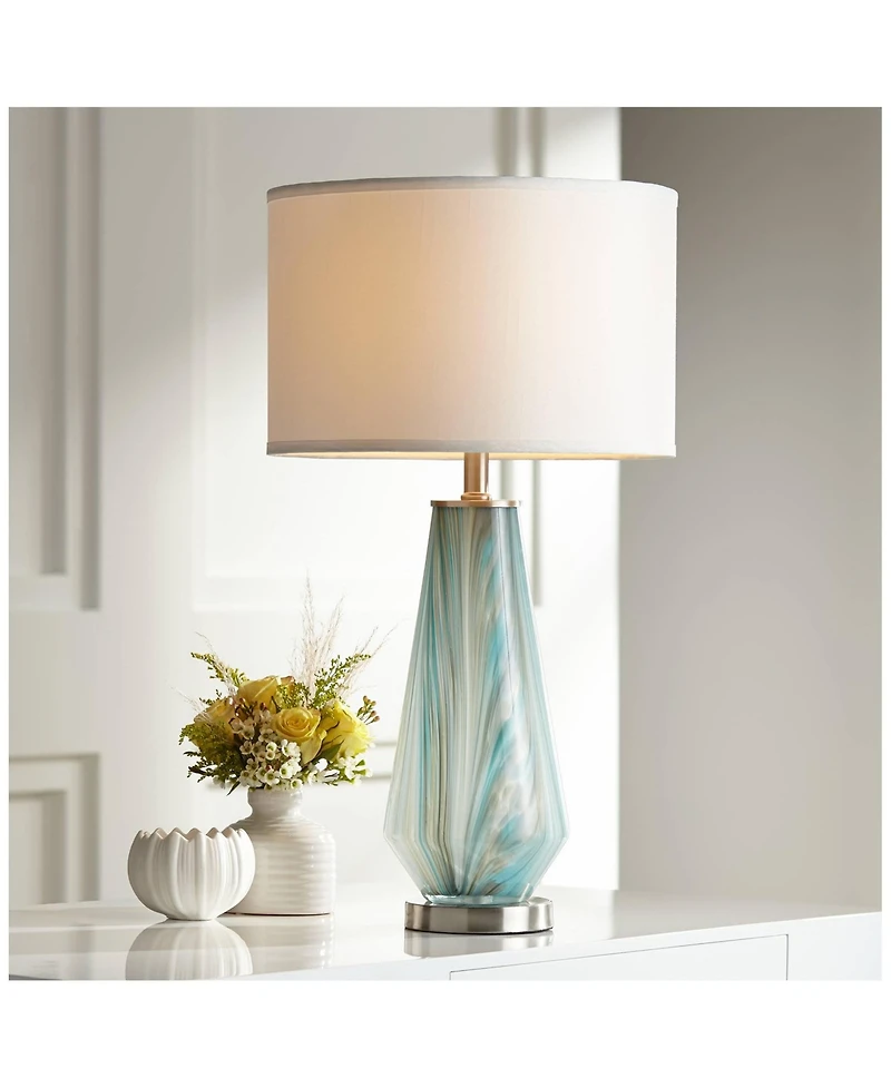 Possini Euro Design Jaime 26" High Modern Coastal Table Lamp Usb Dimmer Art Glass Single Living Room Charging Bedroom