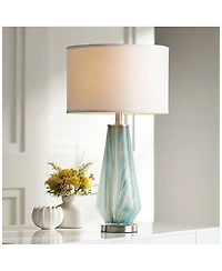 Possini Euro Design Jaime 26" High Modern Coastal Table Lamp Usb Dimmer Art Glass Single Living Room Charging Bedroom