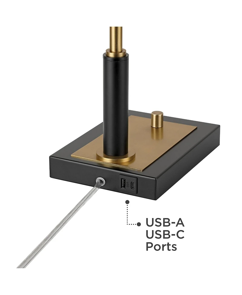 Possini Euro Design Cartwright 32" Tall Large Modern Desk Lamps Set of 2 Usb Port Brass Finish Metal Home Office Charging