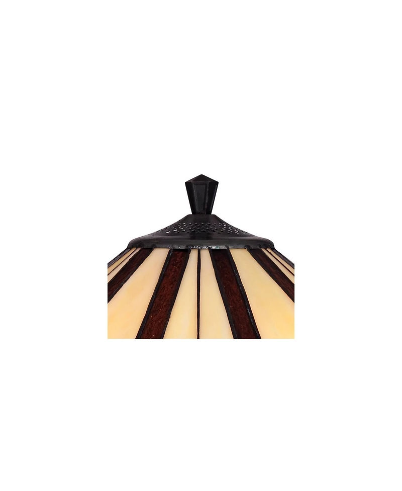 Robert Louis Tiffany Derrica 25" High Traditional Table Lamps Set of 2 Pull Chain Finish Art Glass Shade Living Room
