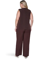 Calvin Klein Plus Sleeveless Ruffle-Front V-Neck Top