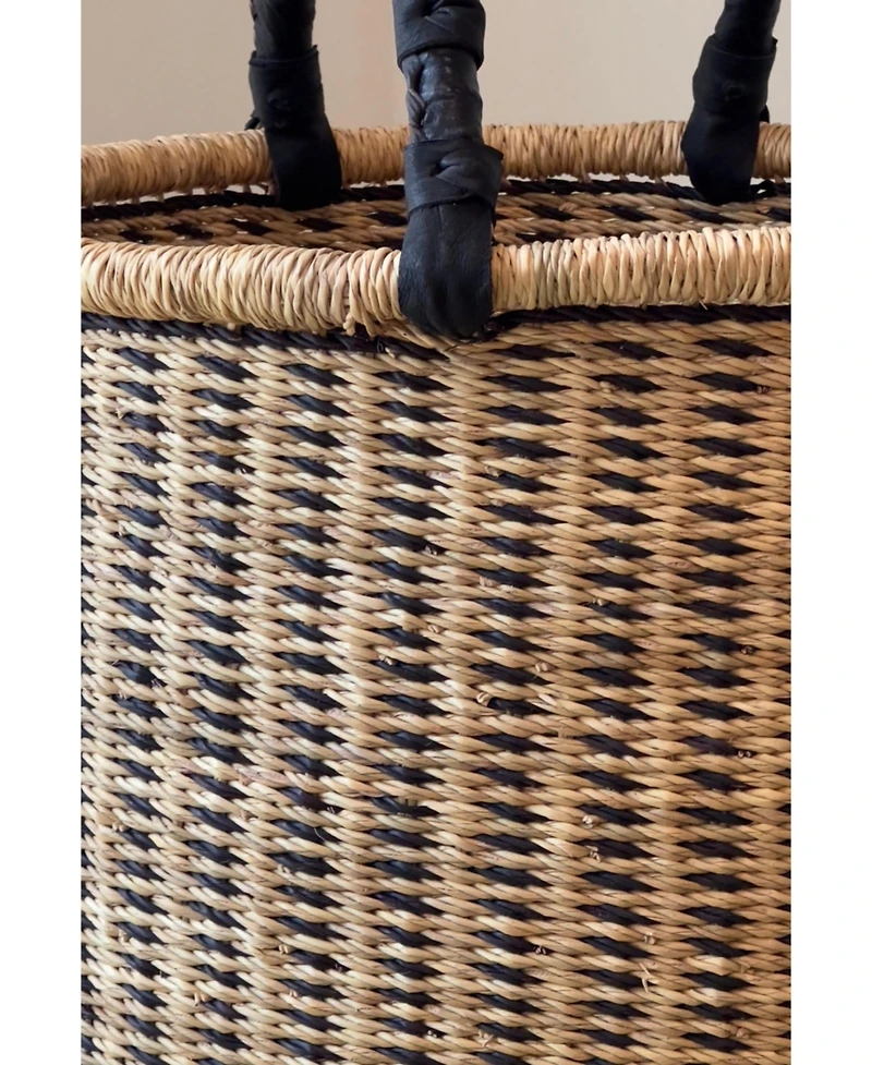 Mbare, Natural Vertical Stripe Laundry Hamper