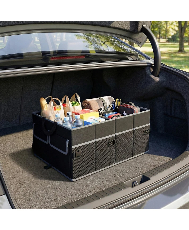 Gouun 13-Gallon Foldable Car Trunk Organizer with Removable Divider and 6 Pockets