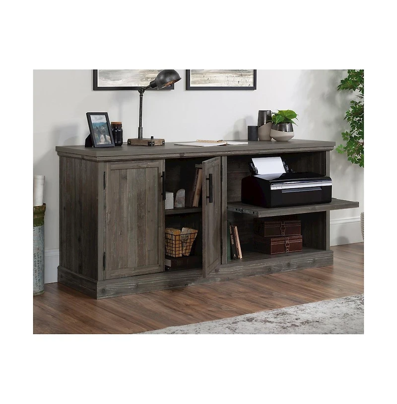 Sauder Aspen Post Commercial Office Credenza, Pebble Pine finish