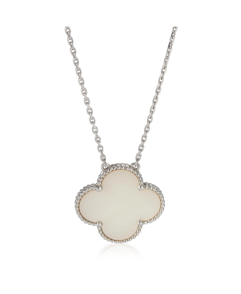 Pre-Owned Van Cleef & Arpels White Gold Mother Of Pearl Magic Alhambra Pendant
