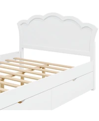 Streamdale Furniture Wood Platform Bed with Headboard and Two Drawers