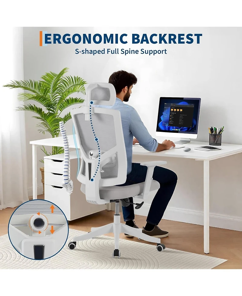 gaomon Ergonomic High Back Mesh Office Chair with Recline, Flip Up Arms and Adjustable Headrest