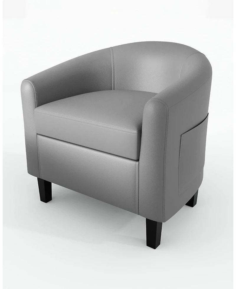 gaomon Accent Chairs Faux Leather Chairs Barrel Club Chairs Comfy Living Room Chairs with Sturdy Legs for Bedroom Reading Room Waiting Room