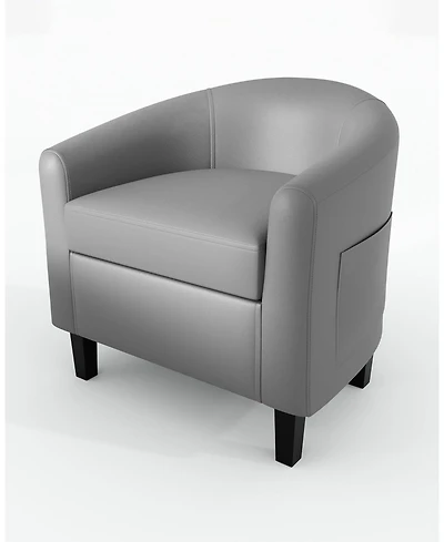 gaomon Accent Chairs Faux Leather Chairs Barrel Club Chairs Comfy Living Room Chairs with Sturdy Legs for Bedroom Reading Room Waiting Room