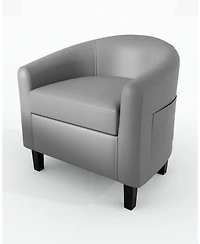 gaomon Accent Chairs Faux Leather Chairs Barrel Club Chairs Comfy Living Room Chairs with Sturdy Legs for Bedroom Reading Room Waiting Room