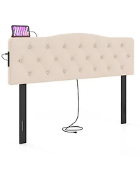Slickblue Upholstered Tufted Headboard with 2 Ac Outlets for Queen and Full Beds