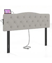 Slickblue Upholstered Tufted Headboard with 2 Ac Outlets for Queen and Full Beds