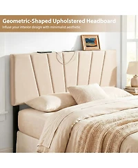 Slickblue Modern Geometric Bed Headboard Upholstered Design for Bedroom Wall Decor