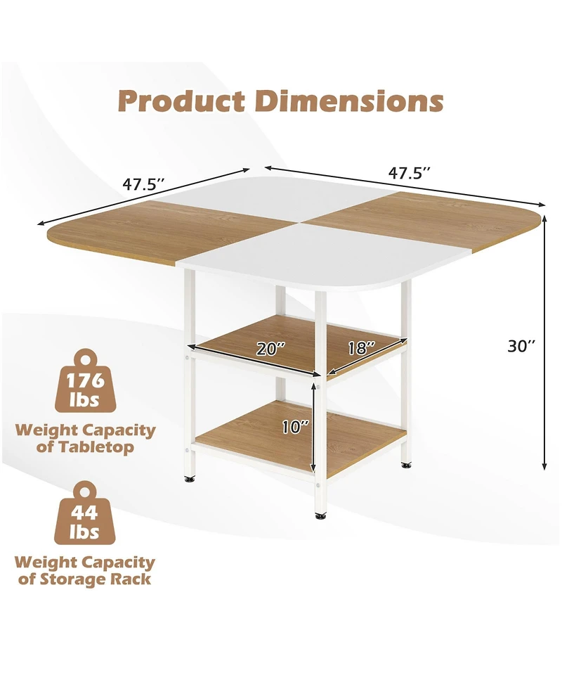 Modern 47.5 Inches Square Kitchen Table Mixed Color Tabletop