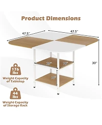 Modern 47.5 Inches Square Kitchen Table Mixed Color Tabletop