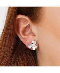 The Lovery Clover Petal Cz Stud Earrings Sterling Silver