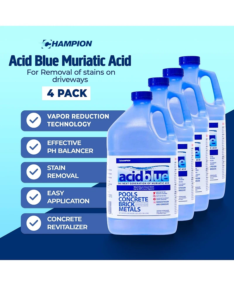 Champion Acid Muriatic Acid for Removal of Stains on Driveways (4 Pack