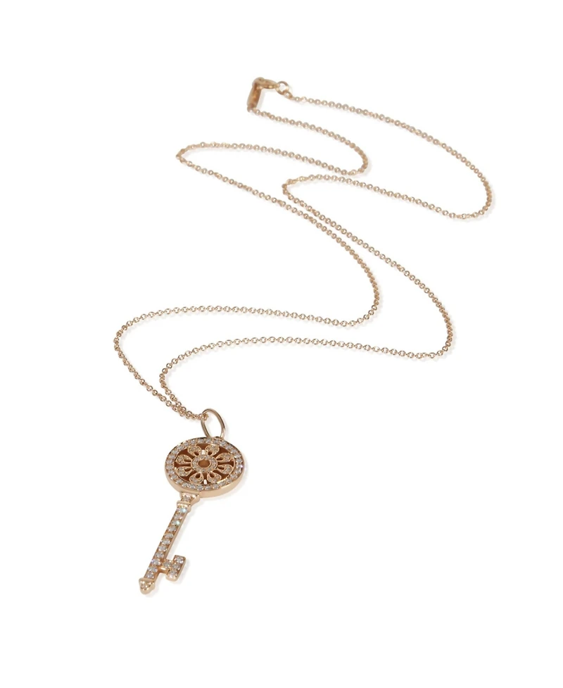 Pre-Owned Tiffany & Co Rose Gold Diamond Medium Model Petals Key Pendant