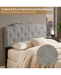 Slickblue Upholstered Bed Headboard with Rivet Accents and Tufted Soft Padded Design
