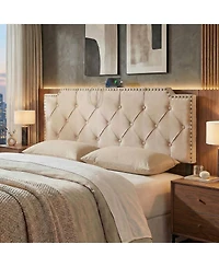 Slickblue Upholstered Bed Headboard with Rivet Accents and Tufted Soft Padded Design