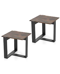 Slickblue Set of 2 Industrial Style End Table with Metal Frame for Sofa and Living Room Use-Rustic