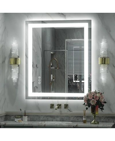 Apmir 30" x 36" Super Bright Front and Back Led Lighted Anti-Fog Tempered Glass Bathroom/Vanity Mirror with Etl and 3-Year Warranty