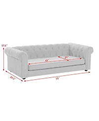 Clihome Elevated Dog Sofa Bed, 55 Inch Durable Linen Fabric Pet Couch for Big and Oversized Dogs