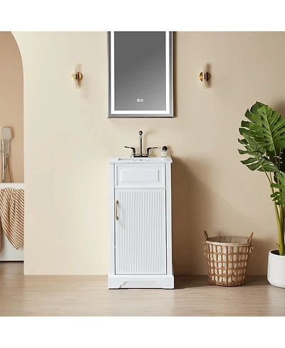 Sillysis Fully Assembled Solid Wood Freestanding Bathroom Vanity with Ceramic Sink and Soft Close Door for Small Spaces
