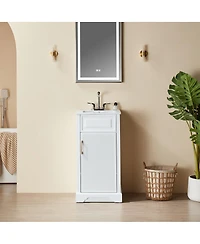 Sillysis Fully Assembled Solid Wood Freestanding Bathroom Vanity with Ceramic Sink and Soft Close Door for Small Spaces