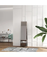 homfan Standing Jewelry Armoire with Full-Length Mirror, Rotating Base, Lockable Storage and Suede Lining