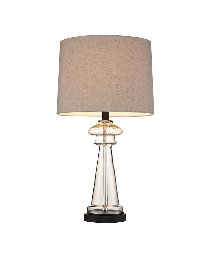 360 Lighting Traditional Table Lamps 27" Tall Set of 2 Clear Champagne Glass Drum Shade for Bedroom Living Room House Bedside Nightstand Office