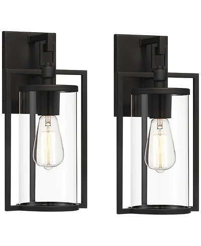 John Timberland Rennes 15 High Modern Outdoor Wall Light Fixture Mount Porch House Exterior Set of 2 Clear Glass Shade