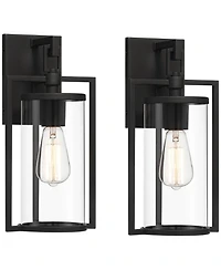 John Timberland Rennes 15 High Modern Outdoor Wall Light Fixture Mount Porch House Exterior Set of 2 Clear Glass Shade