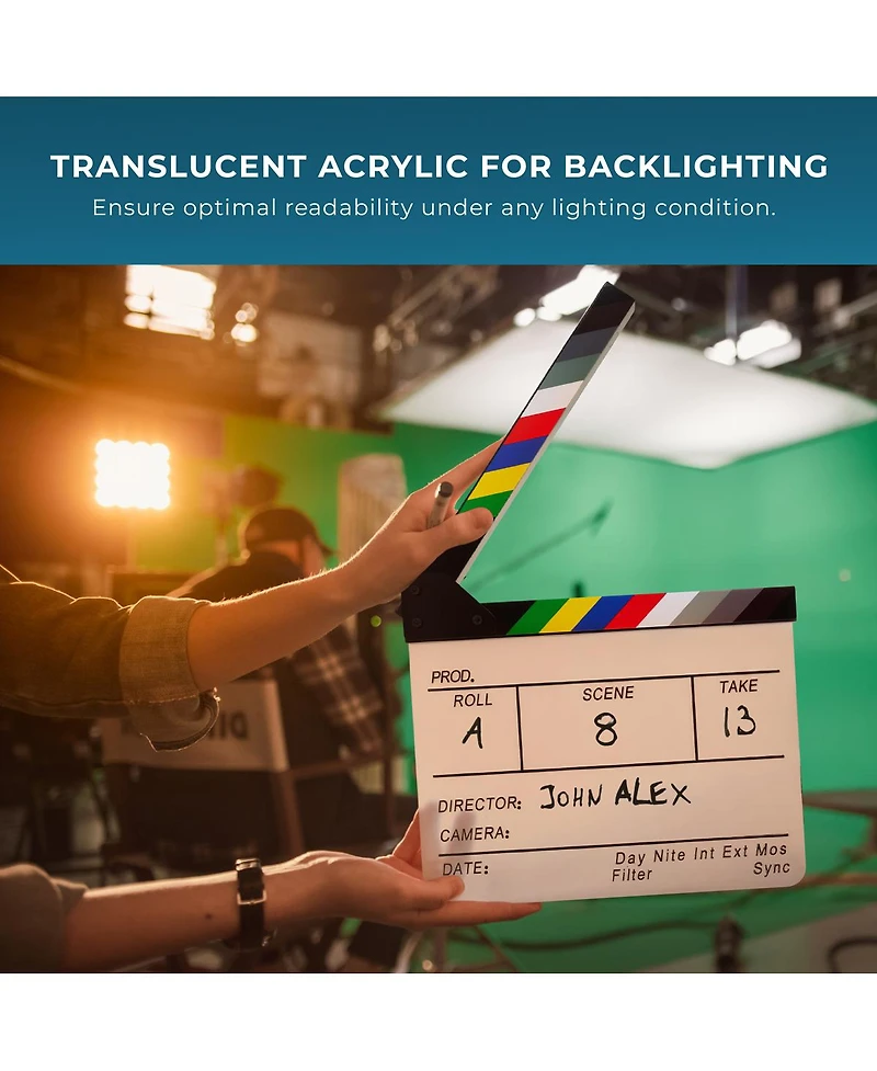 Clar 9-Section Acrylic Production Slate with Color Clapper Sticks (9.25 x 11")