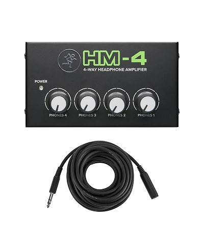 Mackie Hm-4 4-Way Headphone Amplifier - With Stereo 1/4" Female Phone to 1/4" Male Phone Trs Headphone Cable, 25'
