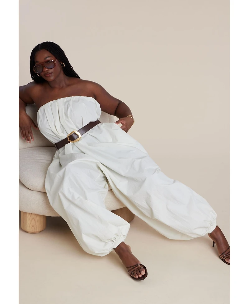 Eloquii Women's Belted Balloon Jumpsuit