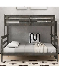 Streamdale Furniture Wood Twin Xl over Queen Bunk Bed with Ladder