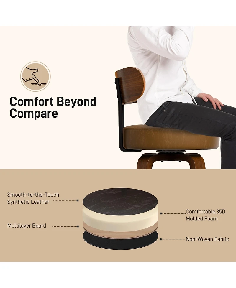 Dyhome 24 inches Bar Stools Set of 3, Modern Counter Height with Wood Back, Boucle Fabric Upholstered Barstools for Home, Cafe
