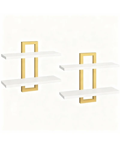 Yigii Double-Layer Floating Shelves for Home Decor, Capacity, Easy Install, Versatile Use