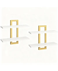 Yigii Double-Layer Floating Shelves for Home Decor, Capacity, Easy Install, Versatile Use