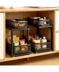 Yigii 2-Tier Under Cabinet Organizer with Ball-Bearing Slides for Easy Access & Adjustable Height