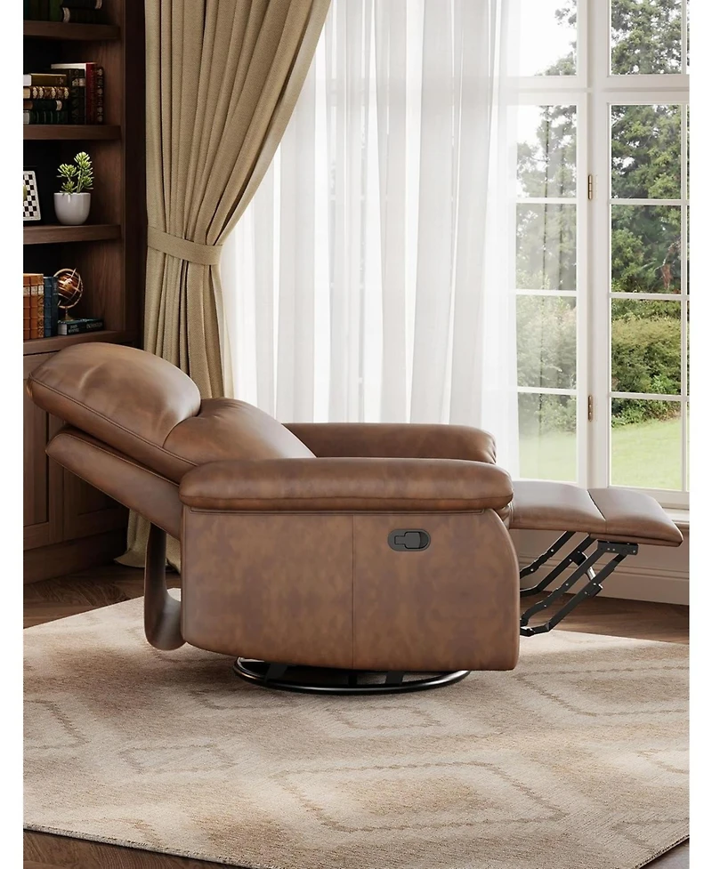 gaomon Manual Recliner Chair,360 Swivel Rocker Glider Recliner with Padded Armrests,Modern Pu Leather Upholstered Reclining Chair