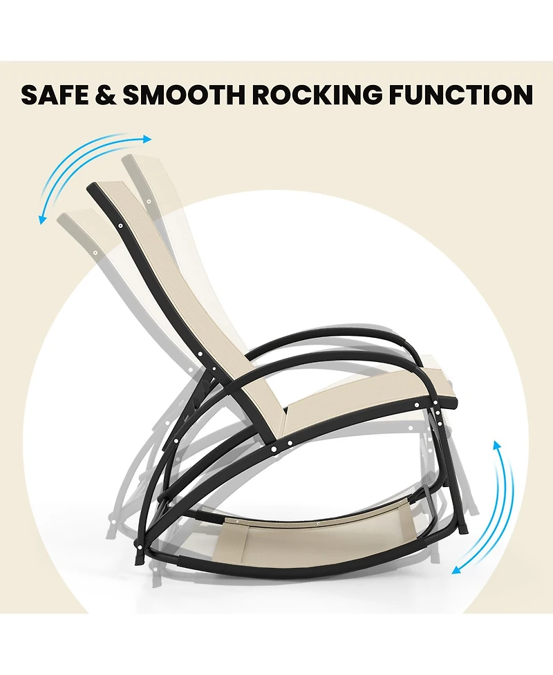 Gymax 2-in-1 Outdoor Rocking Chair with 4-Position Adjustable Backrest Curved Armrests