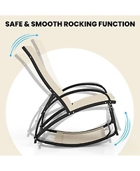 Gymax 2-in-1 Outdoor Rocking Chair with 4-Position Adjustable Backrest Curved Armrests