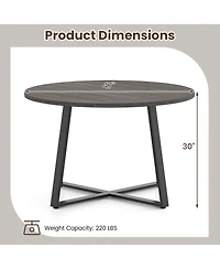 Slickblue 47 Inches Round Dining Table with X Shaped Base Thick Top