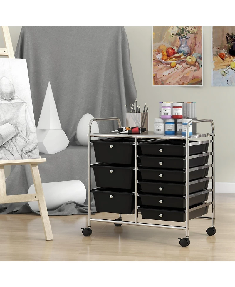 Slickblue Rolling Storage Cart 9 Drawer with Durable Metal Frame