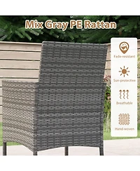 Gouun 5-Piece Outdoor Pe Wicker and Acacia Wood Patio Dining Set with Umbrella Hole and Cushions