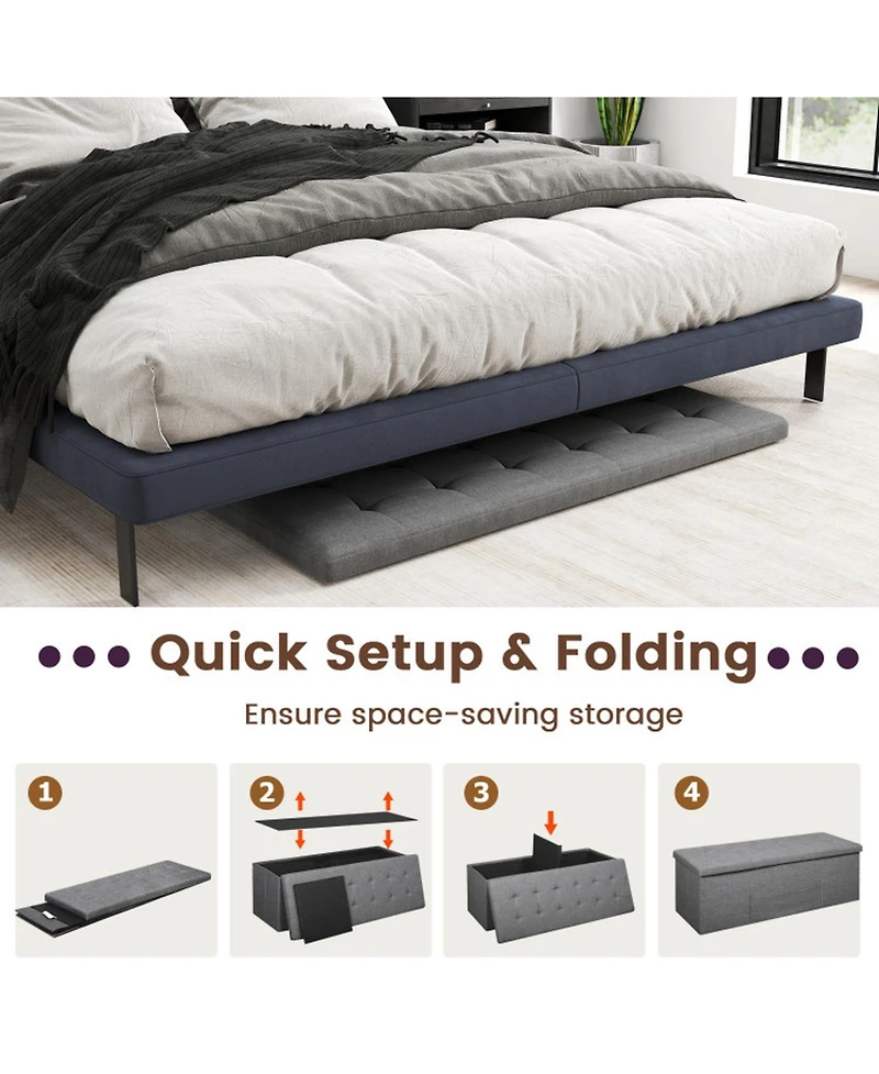 Gouun 43 in Padded Folding Storage Ottoman Bench with Removable Divider