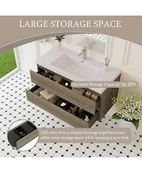 Sillysis Wall Mounted Bathroom Vanity with Resin Sink, Soft Close Drawers, Modern Storage Cabinet, Easy Installation